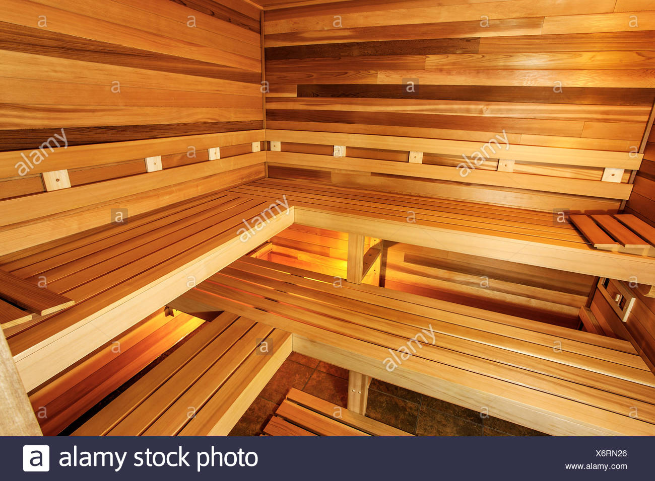 Interior Of A Cedar Wood Sauna Stock Photo 279575246 Alamy