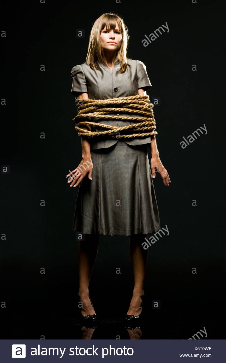 Businesswoman All Tied Up With Ropes Stock Photo Alamy Businesswoman All Tied Up With Ropes Stock Photo Alamy