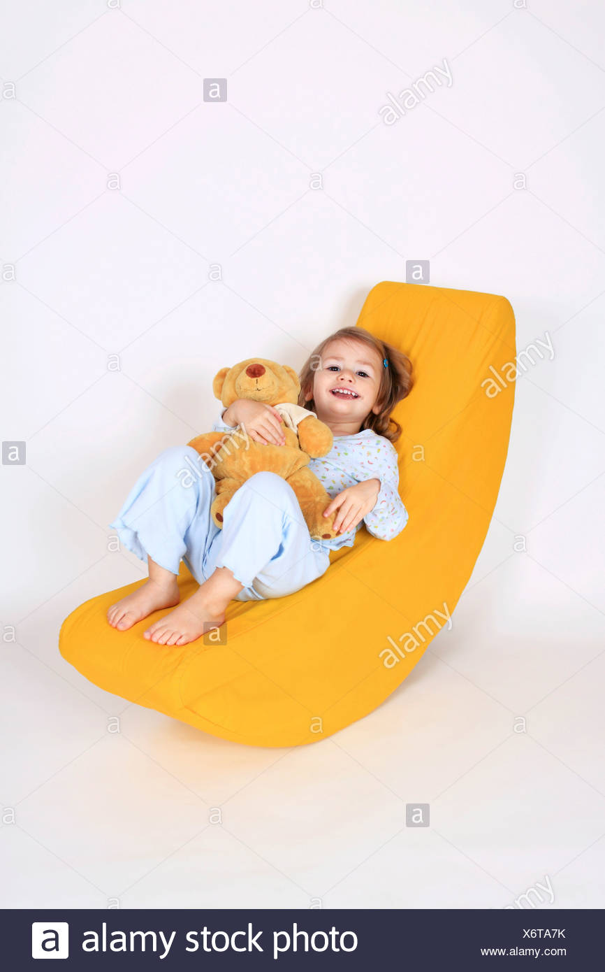 Little Girl Pijama Lying Crescent Shaped Pillow Teddy Baer
