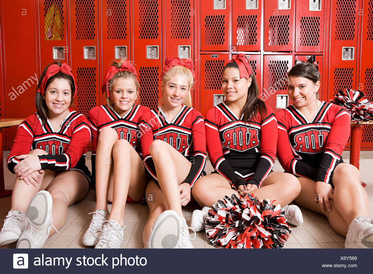 Cheerleaders In Locker Room Stock Photo 279650681 Alamy