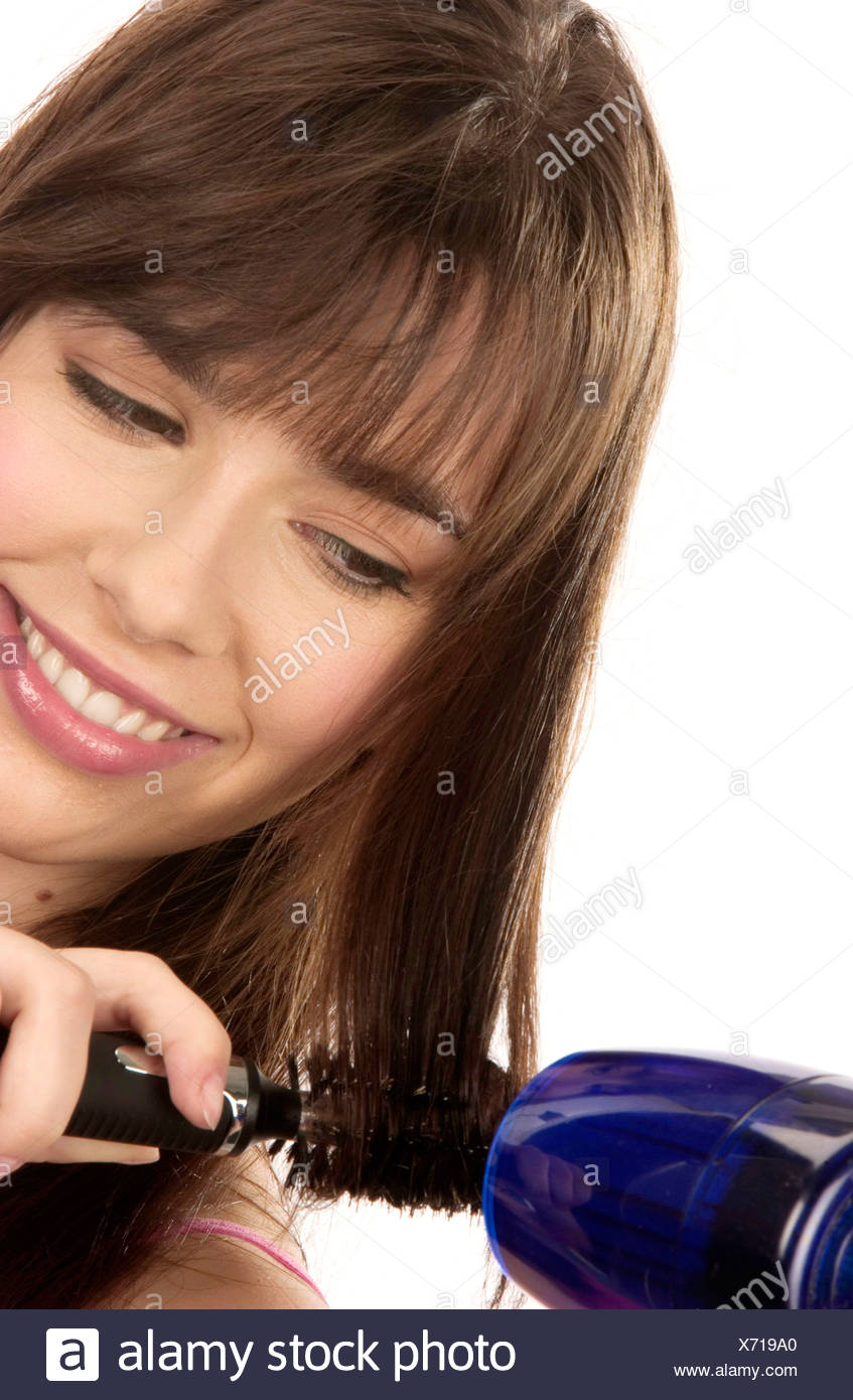 Close Up Of Female Long Straight Brunette Hair Fringe Blowing