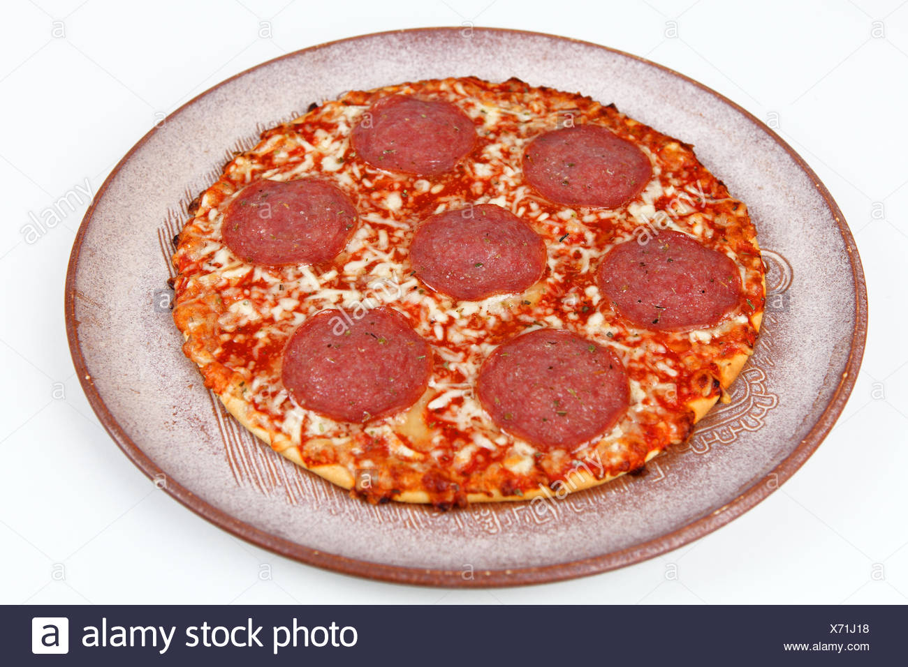 Salami Pizza Stock Photo Alamy