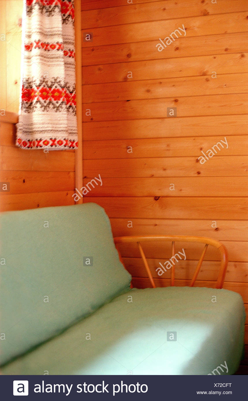 Ski Hut Living Space Sofa Detail Cottage Housing Mountain