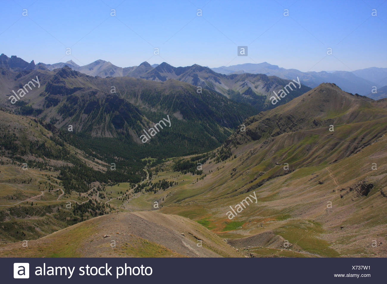 View From The Col De La Bonette Mountain Pass Highest Paved Road In Europe Alpes Maritimes Department Western Alps France Stock Photo Alamy