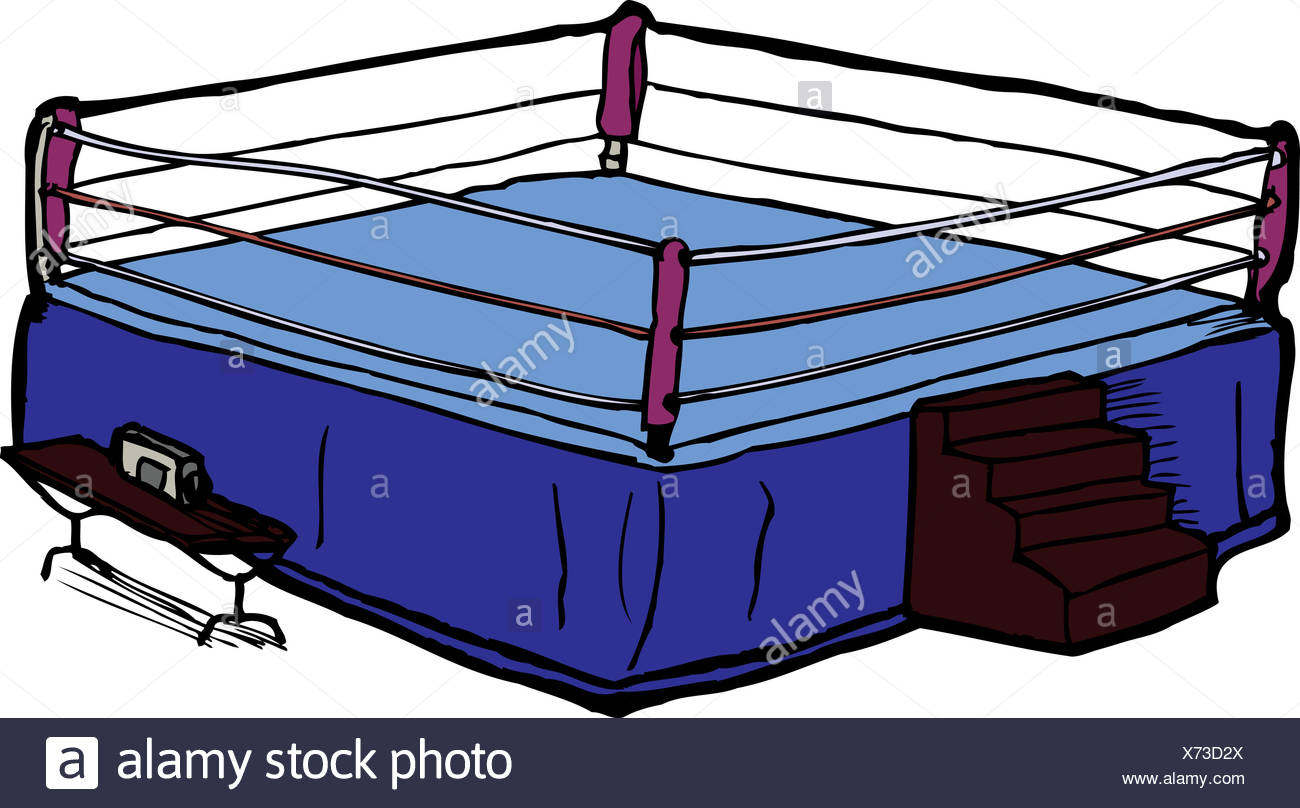 Blank European Caucasian Uninhabited Arena Cartoon Boxing Stairs Ring Stock Photo Alamy