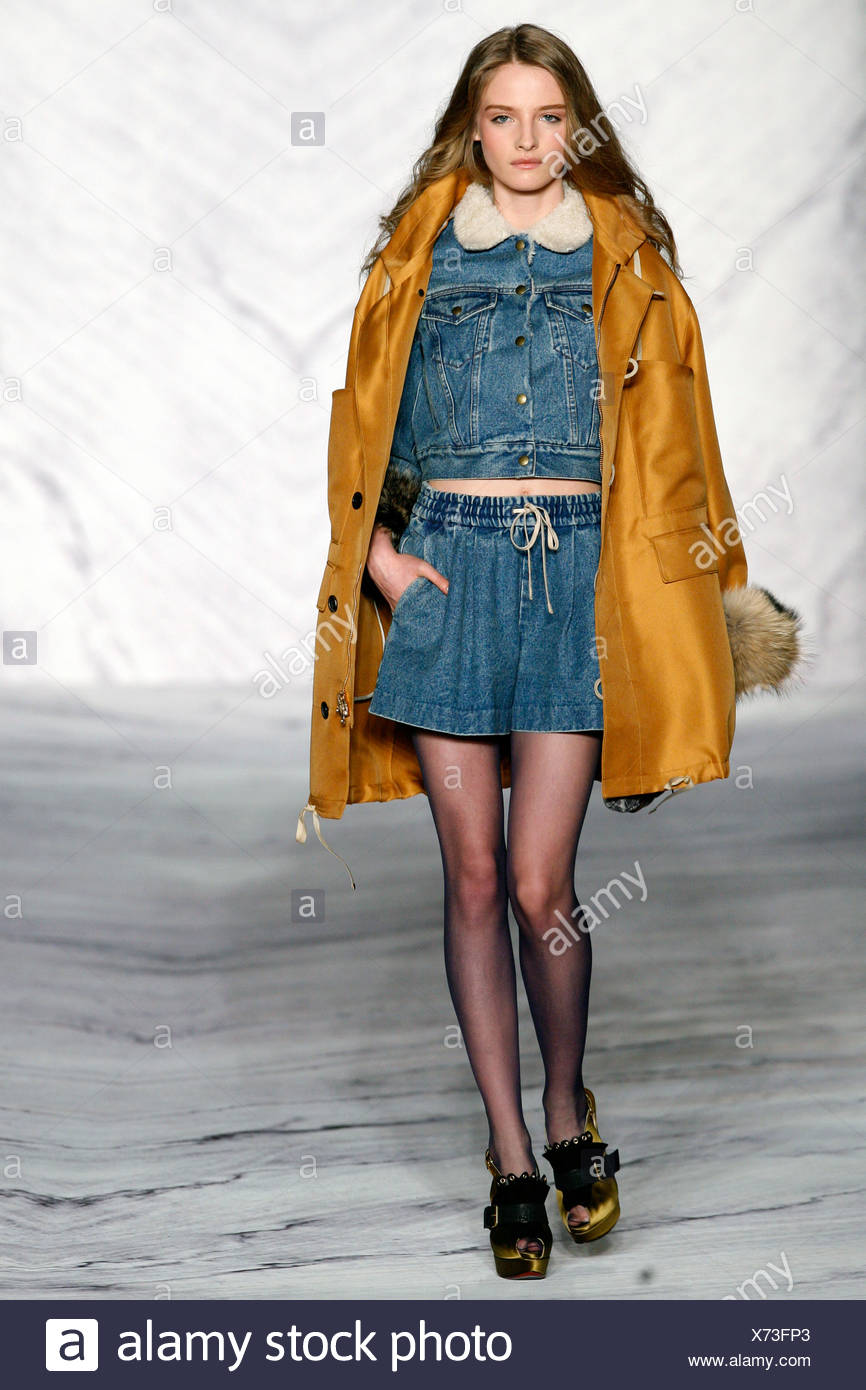 orange denim skirt and jacket