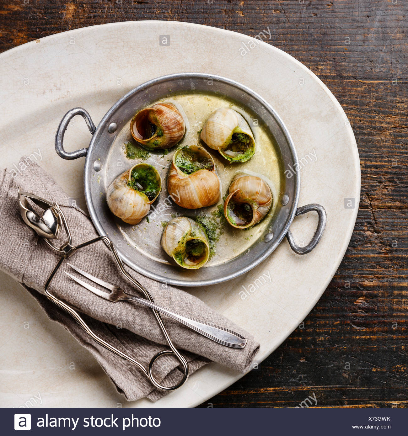 French Cuisine Escargot Stock Photos & French Cuisine Escargot Stock