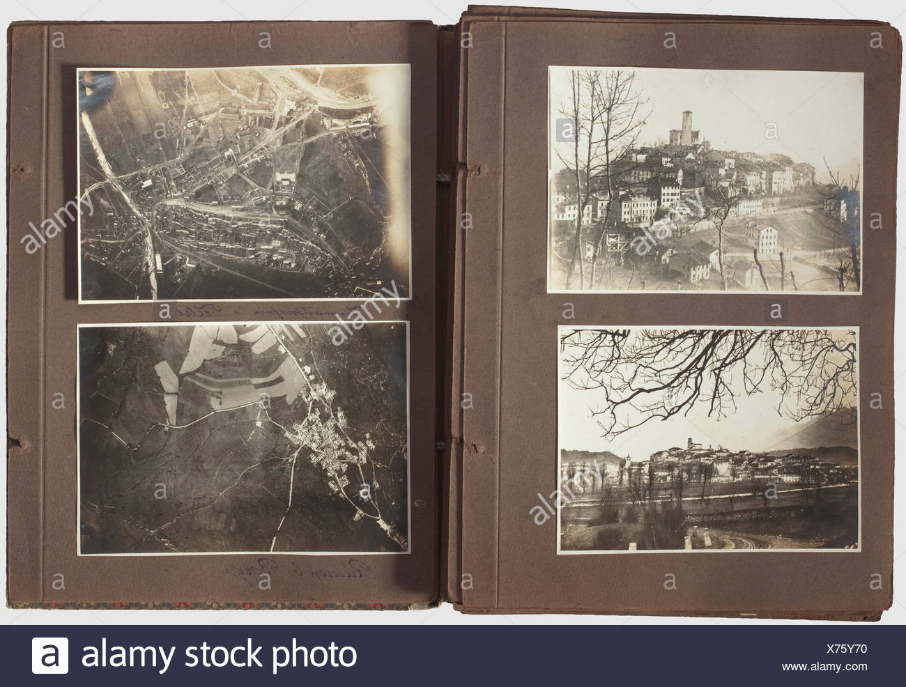 Imperial and Royal flying troops - Isonzo front,a photo album of a Combat  Squadron member Neutral album with 105 pictures,the separate pages loose.  For the most part,the photos were taken in Italy,showing