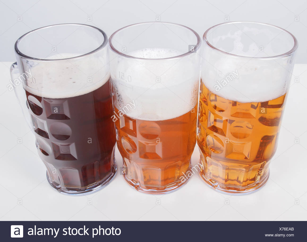 Many Glasses Of German Beers Including Weiss Dunkel And Lager