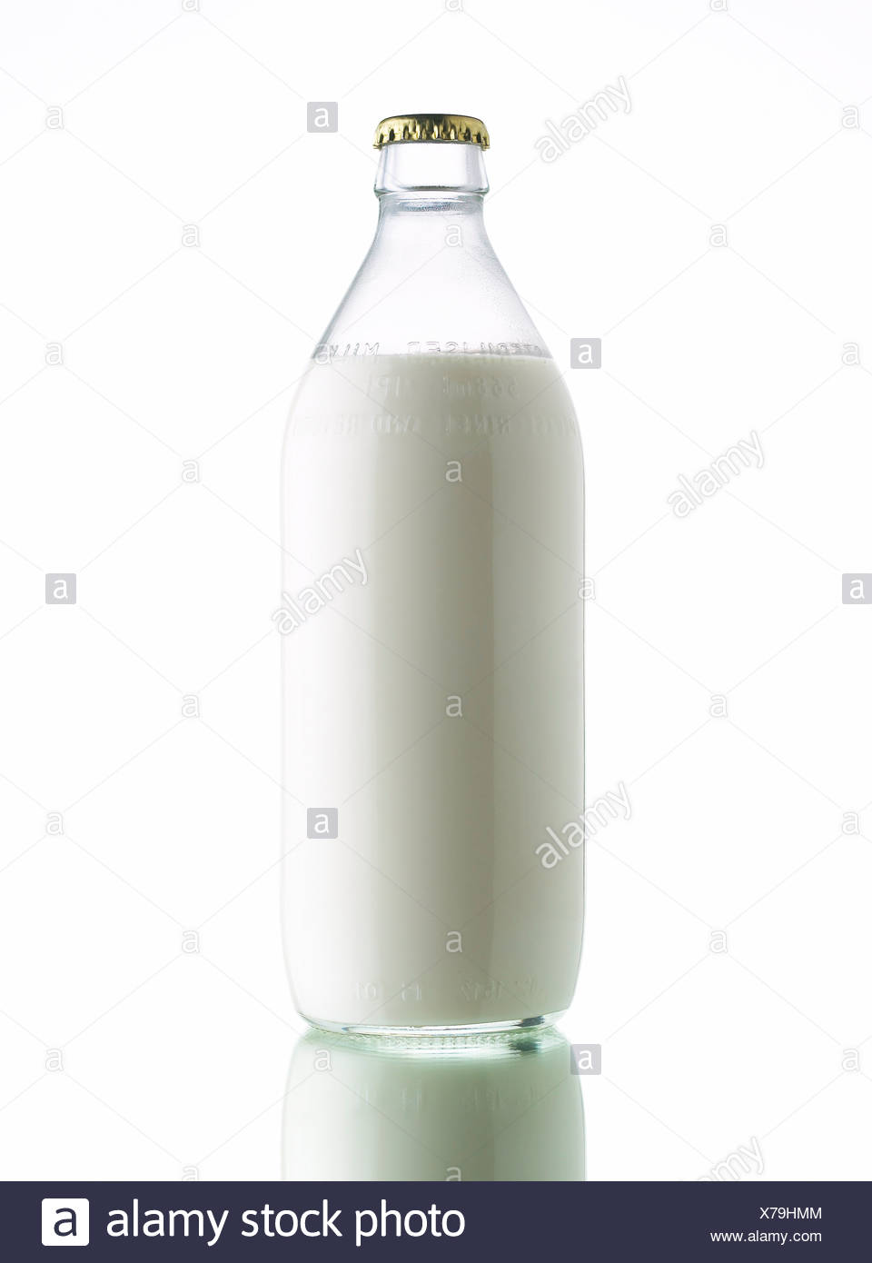 Bottle of sterilised milk Stock Photo 