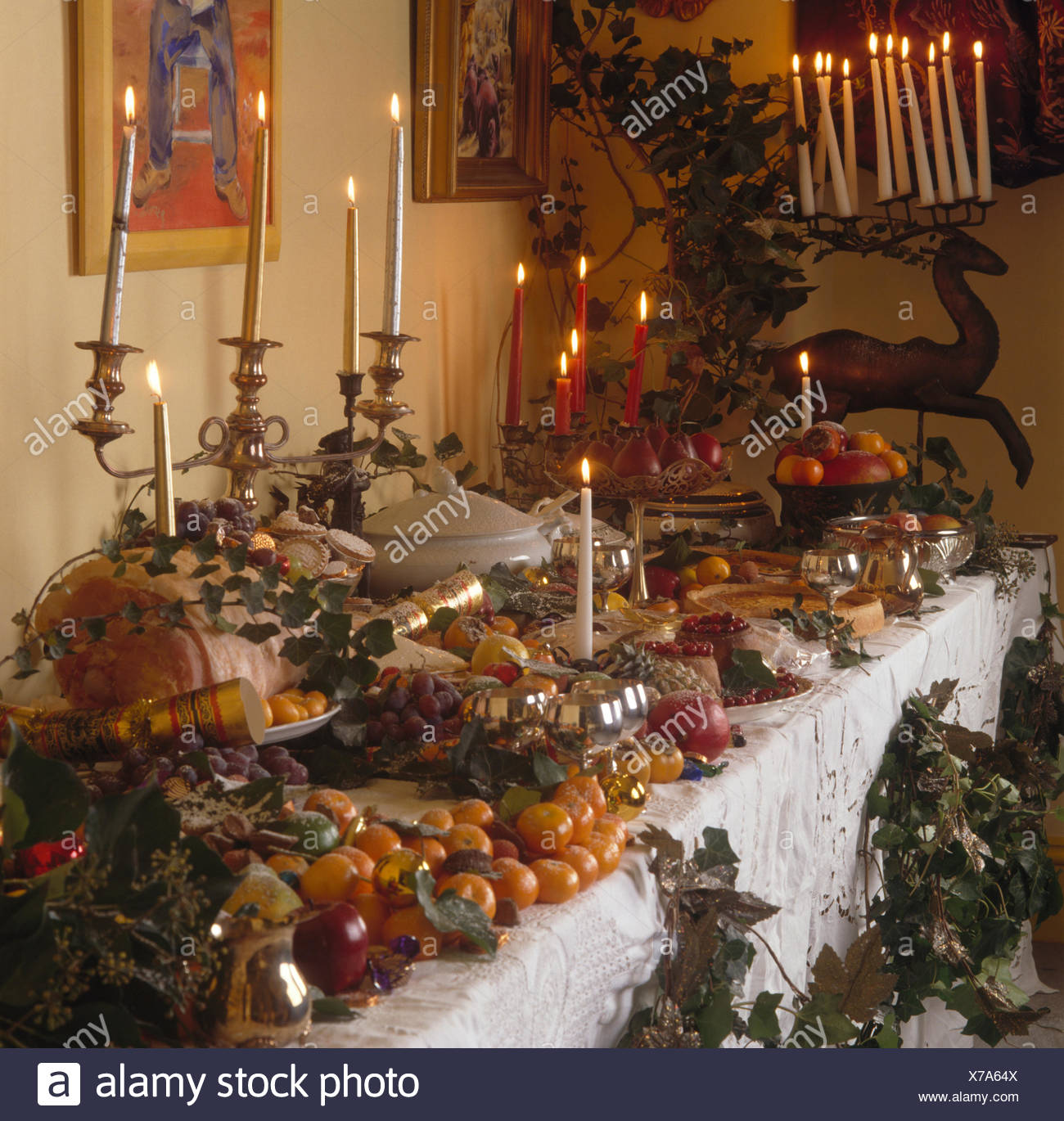Table Laid For Christmas Banquet Stock Photo Alamy