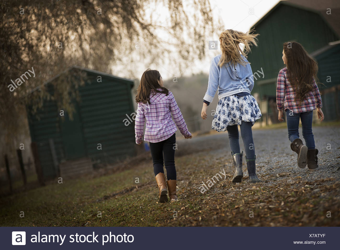 Three Girls Rear View High Resolution Stock Photography and Images - Alamy