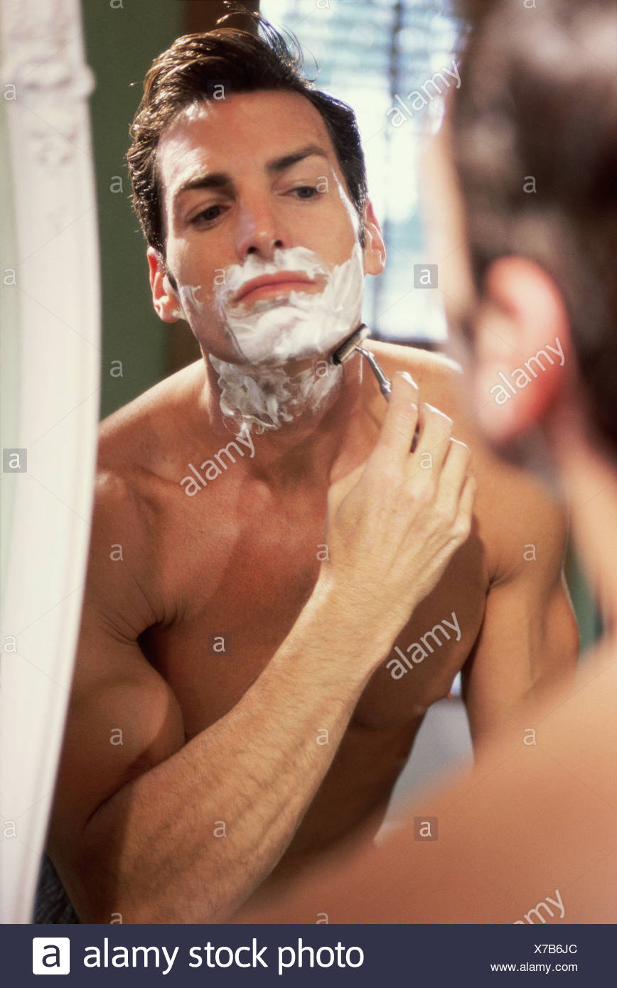 Man Shaving Chest Hair Stock Photos Man Shaving Chest Hair Stock