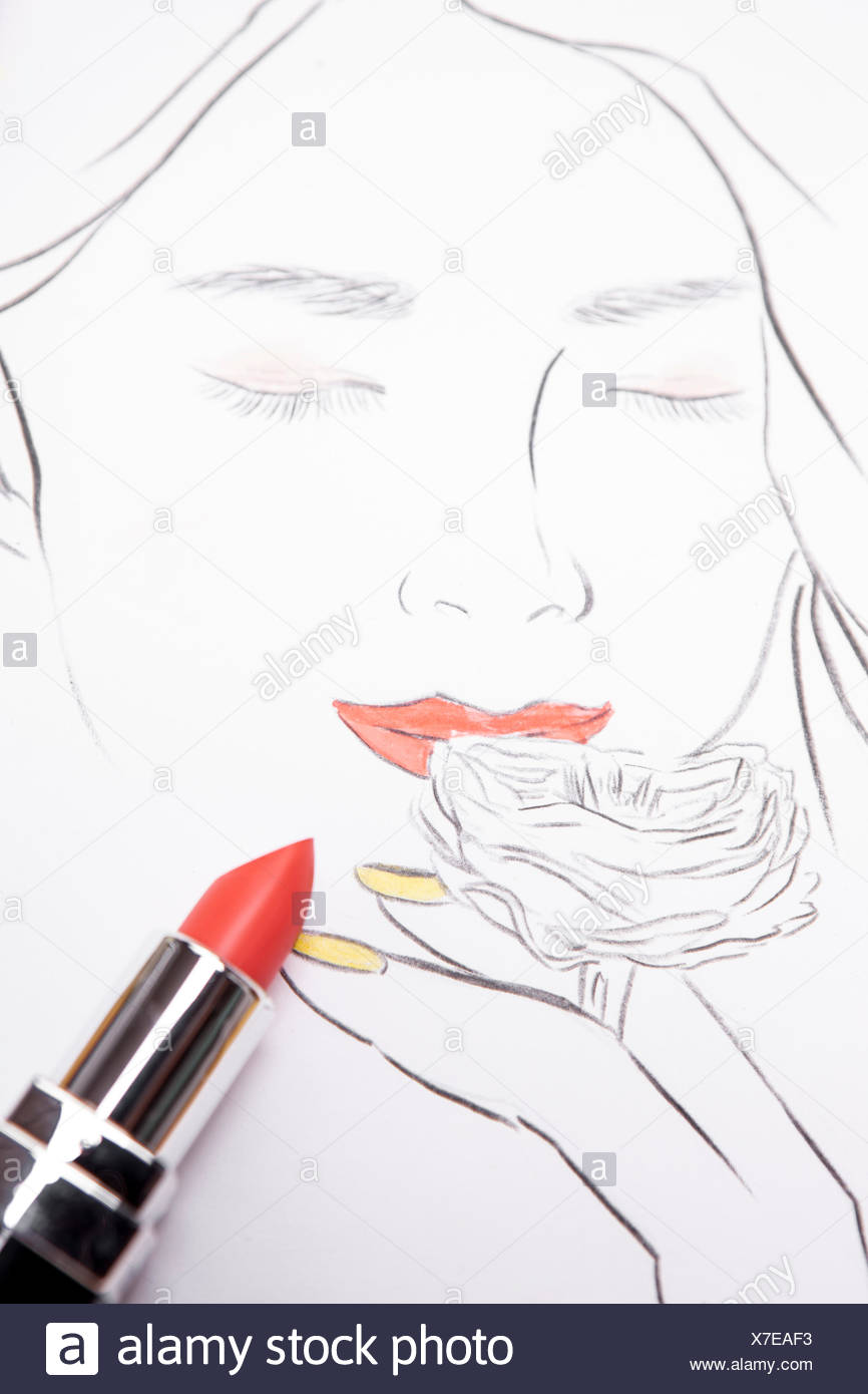 red lipstick drawing
