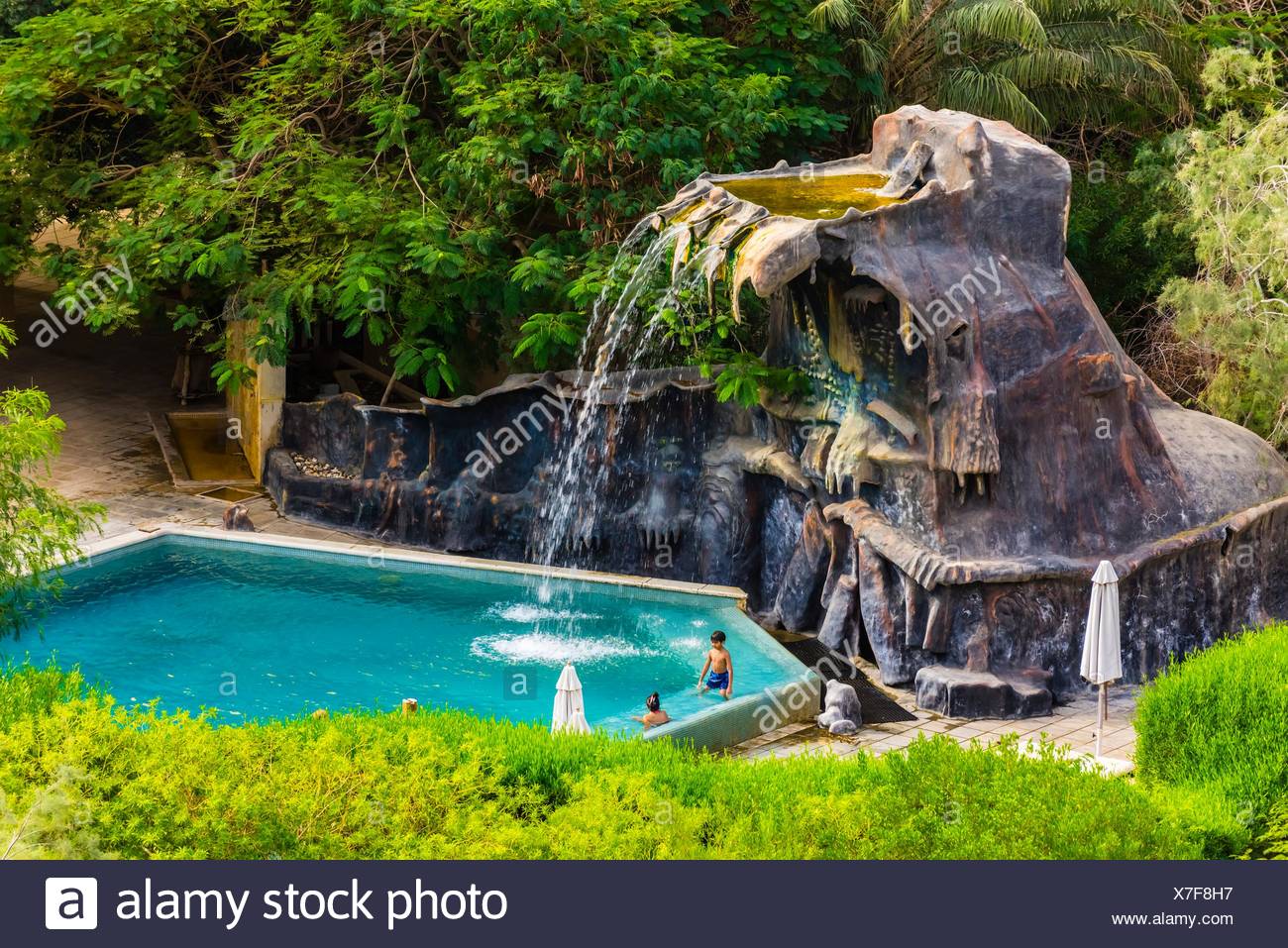Swimming pool, Evason Ma´in Hot Springs Resort, Jordan Stock Photo - Alamy