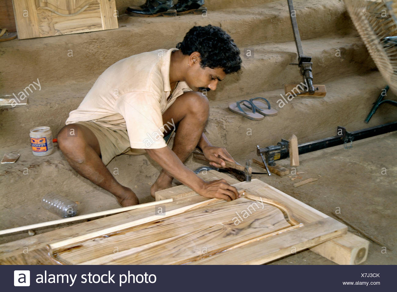 Rural Carpenter At Work Maharashtra India Stock Photo Alamy