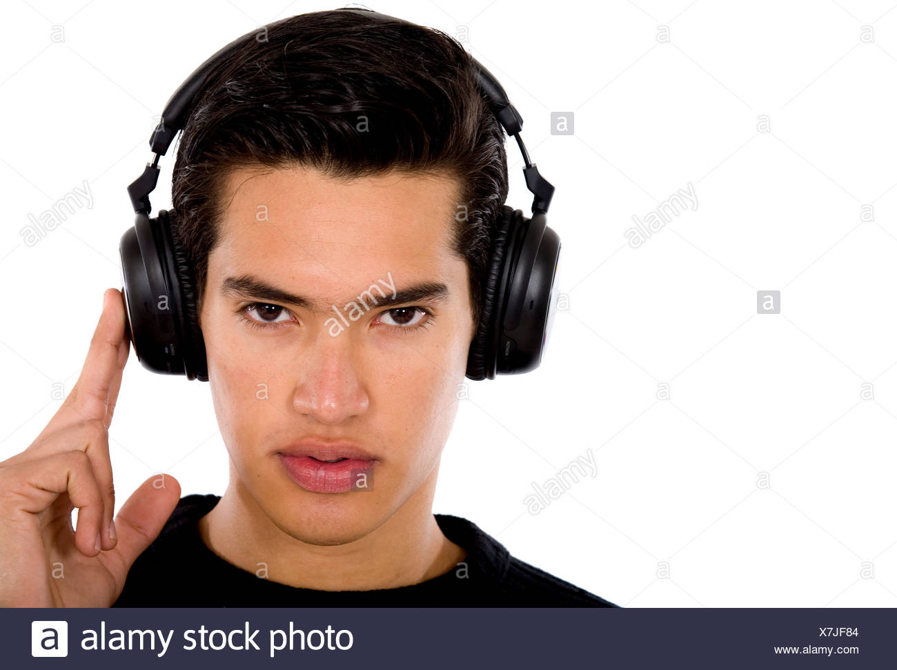 pics Guy With Headphones Stock Photo https www alamy com guy listening to music with big headphones image280075604 html