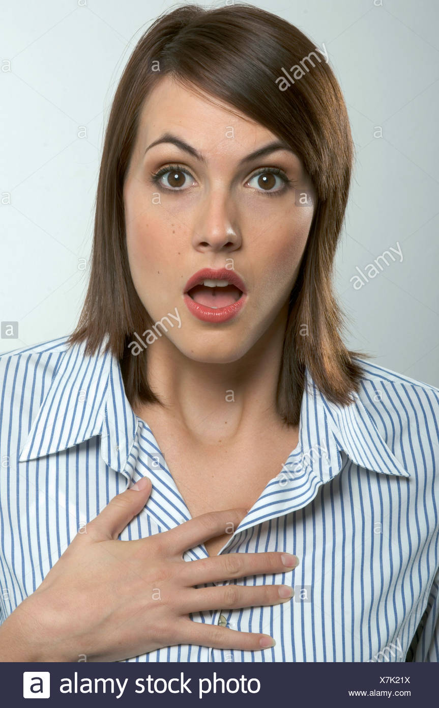 Female Shoulder Length Straight Brunette Hair Wearing Blue And