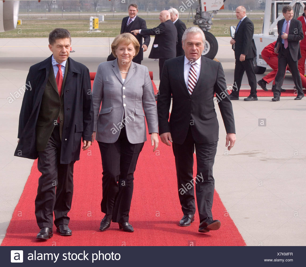 Heribert Rech, interior minister of Baden-Wuerttemberg, Federal Chancellor Dr. Angela Merkel and Prof. Joachim Sauer, 60 years Stock Photo