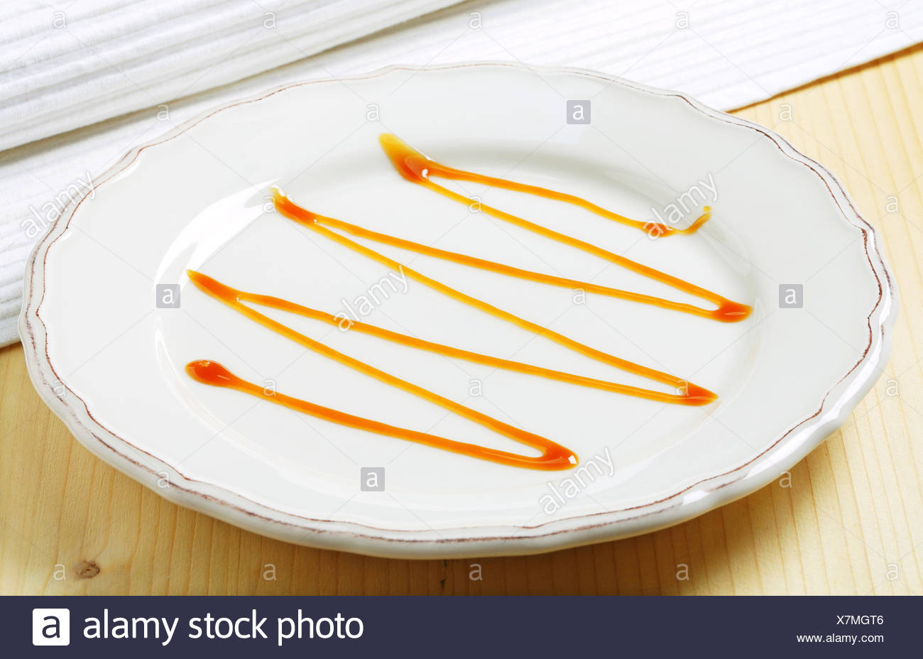 Sweet Closeup Plate Sauce Decoration Napkin Nobody