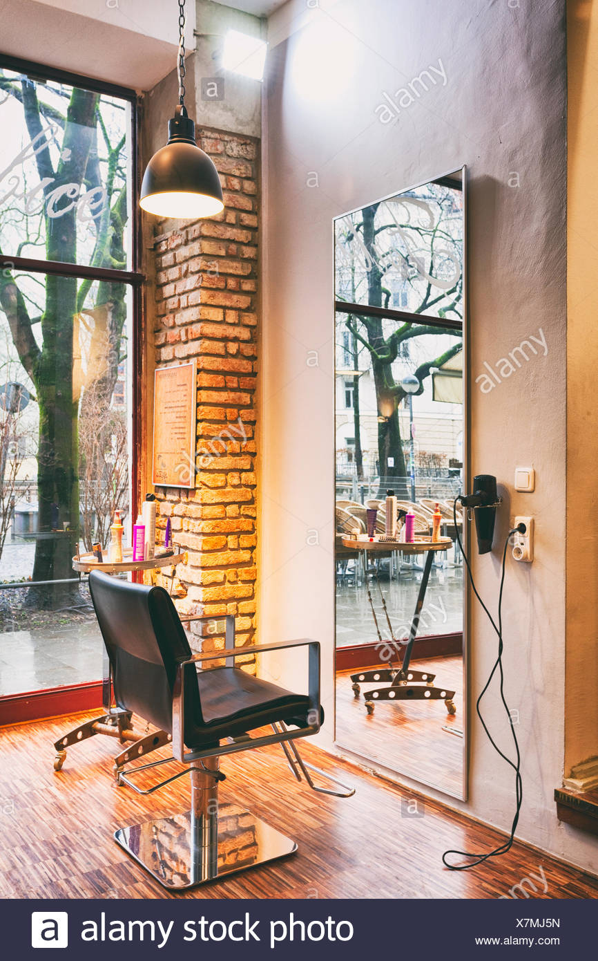 Hairdresser Chair Hair Salon Mirror Hairdressing Stock Photo