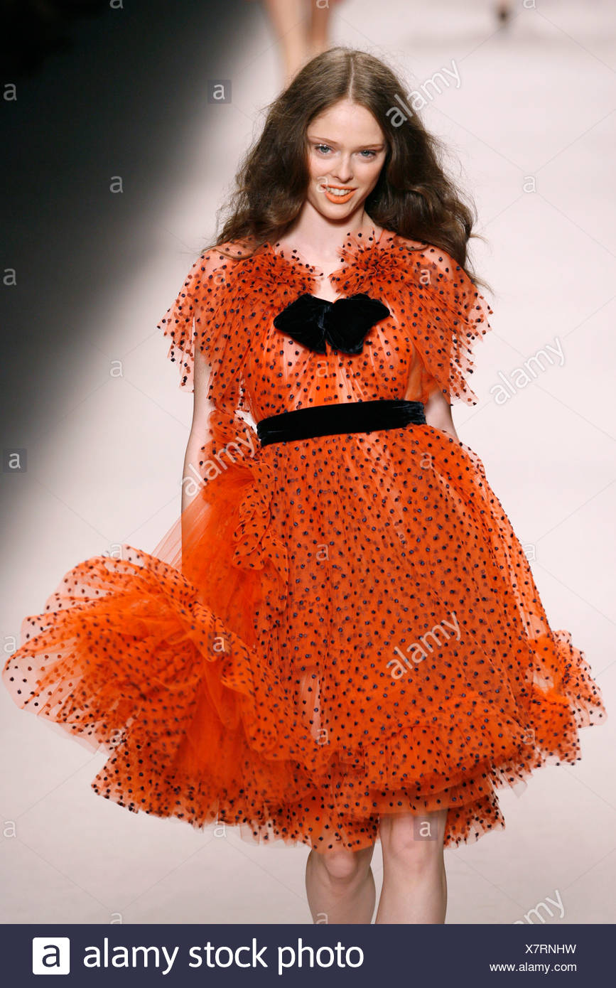 orange and black polka dot dress