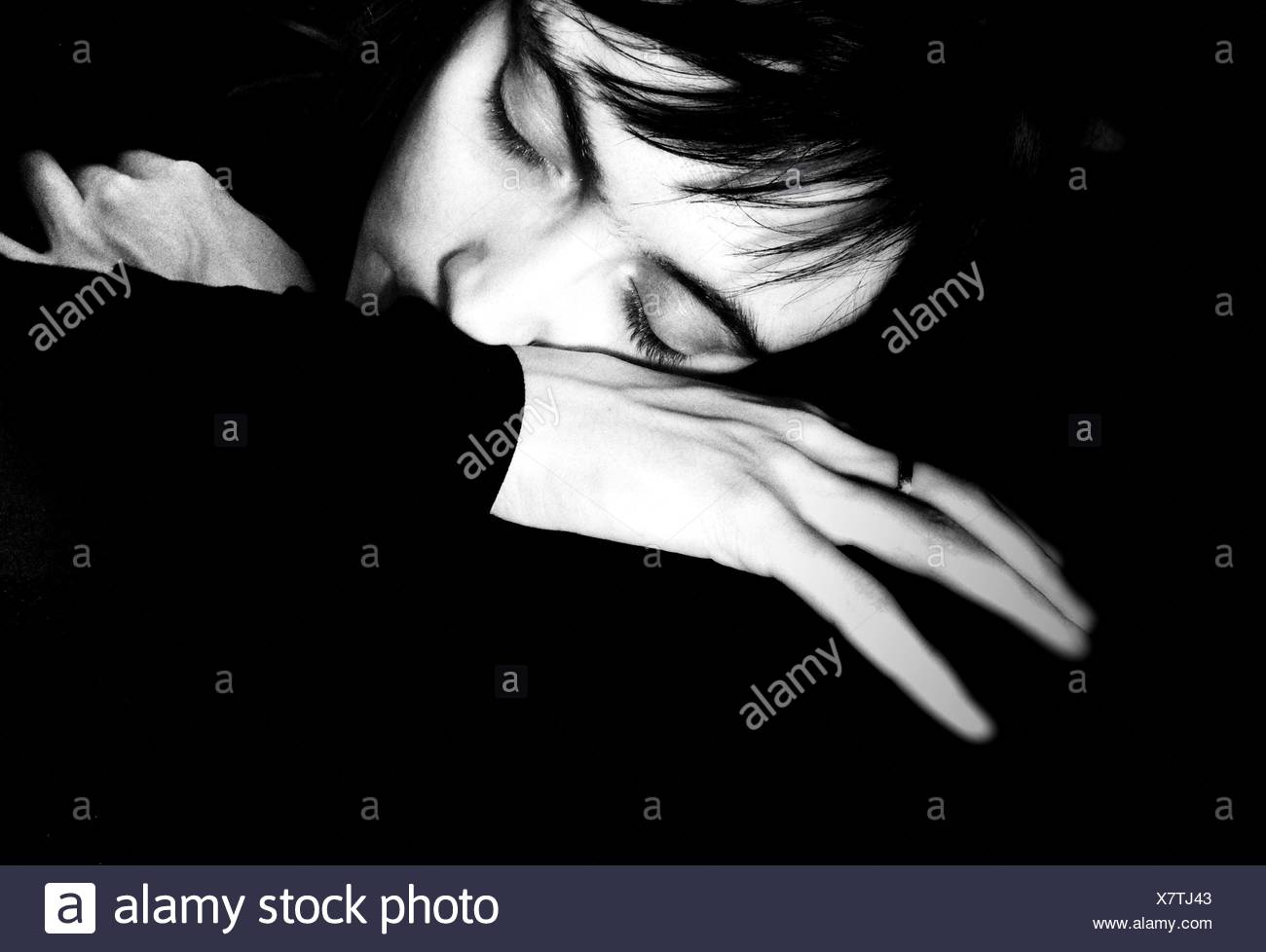 Portrait Of Woman Sleeping Stock Photo
