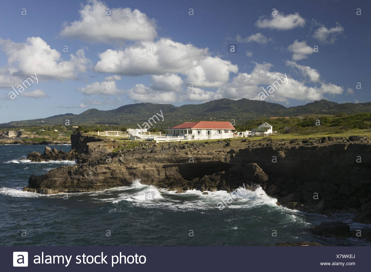 Grenada Sudkuste Point Of Fort Jeudy Feldkuste Brandung