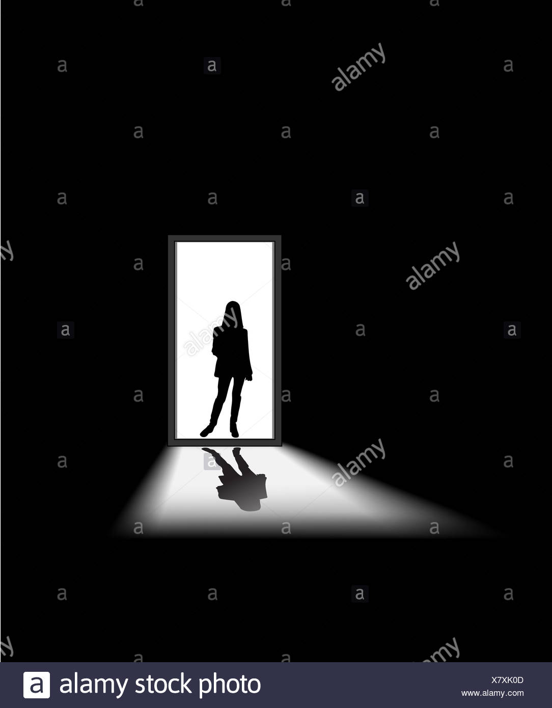 Scared Woman Alone Dark Room Stock Photos & Scared Woman Alone Dark