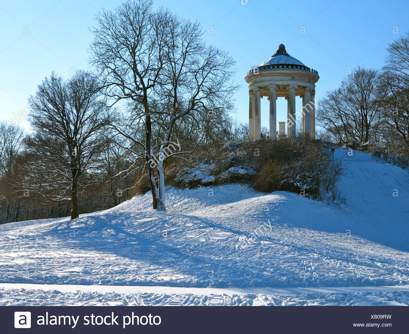 Deutschland Oberbayern Munchen Englischer Garten Winter Stock