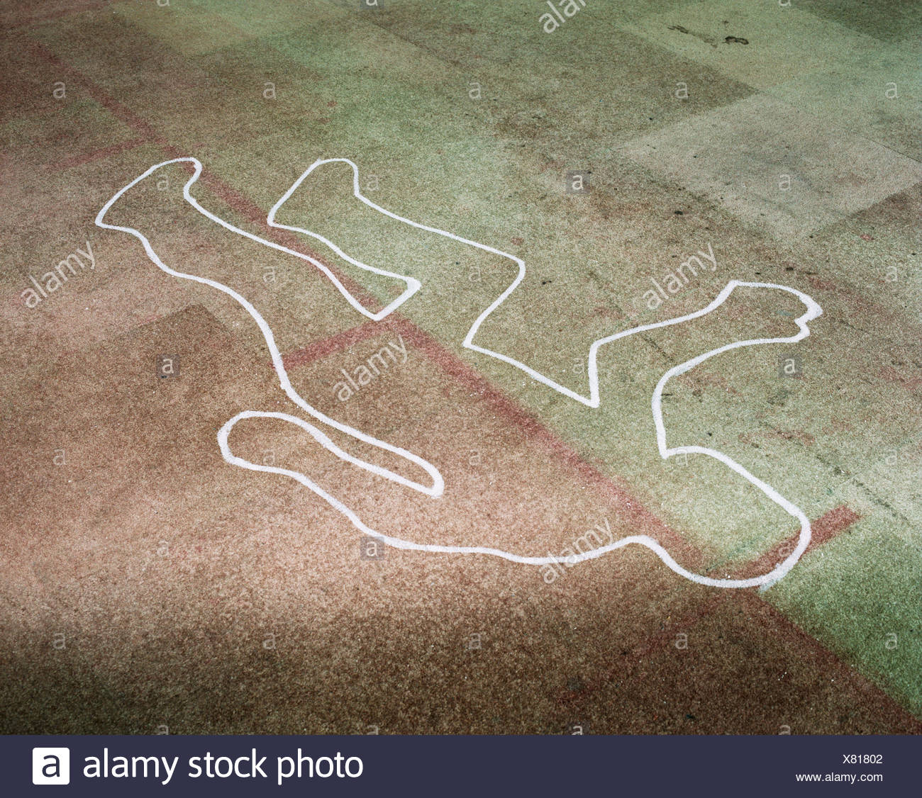 Chalk outline of a body Stock Photo - Alamy