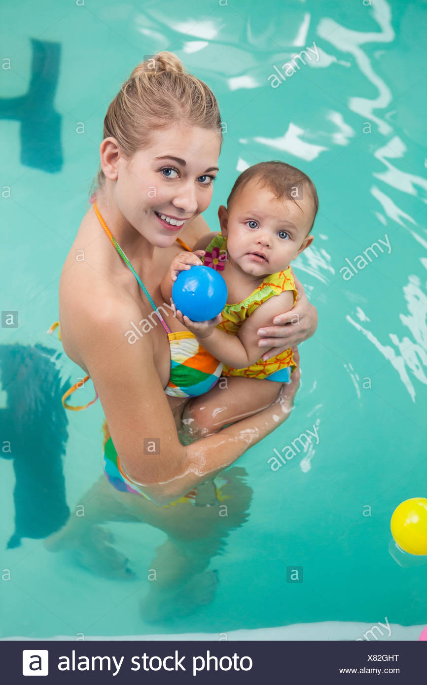 mother and baby swimming