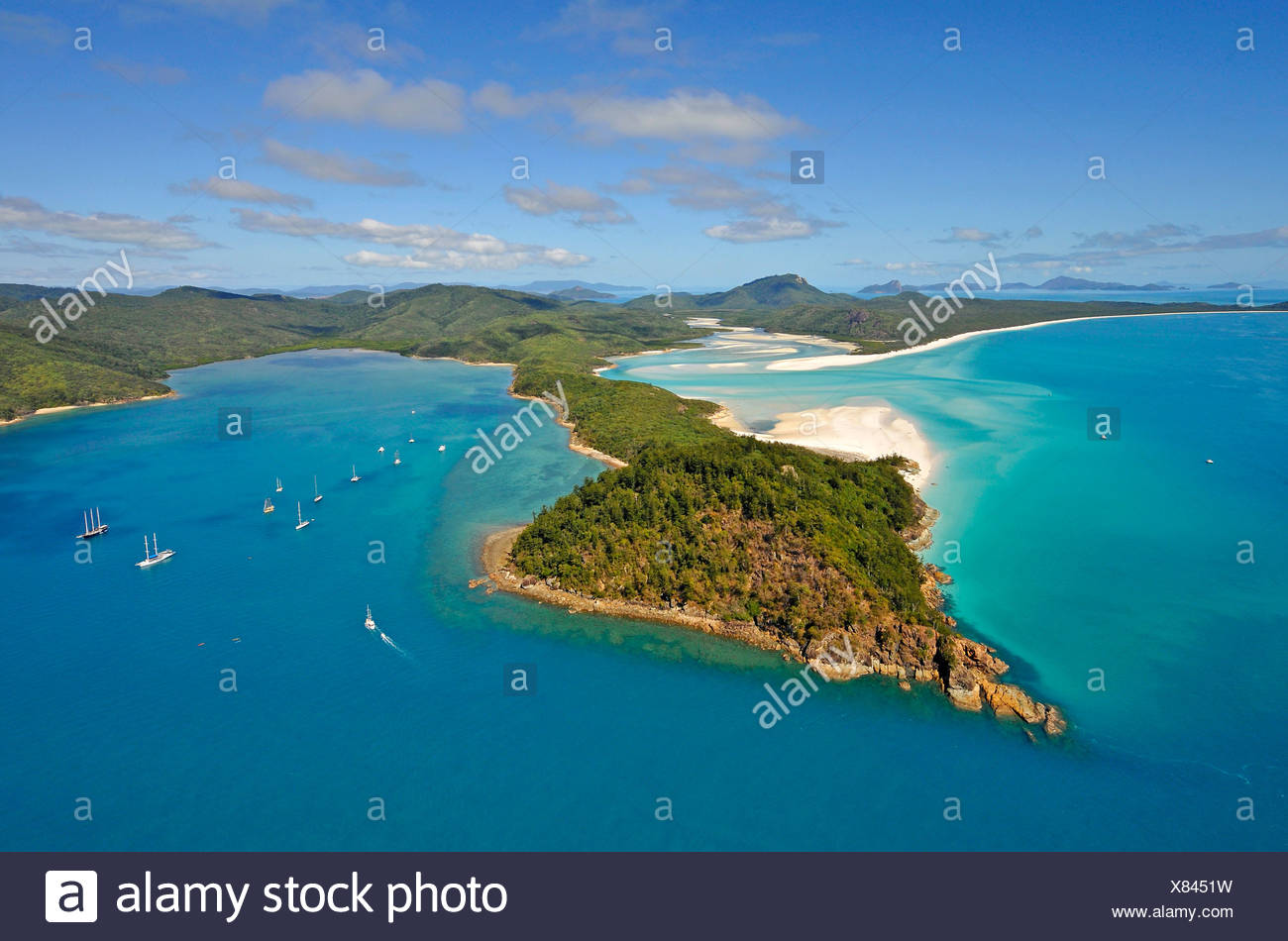 Aerial view of Whitehaven Beach, Whitsunday Island, right Hook Island, Whitsunday Islands National Park, Queensland, Australia - Stock Image