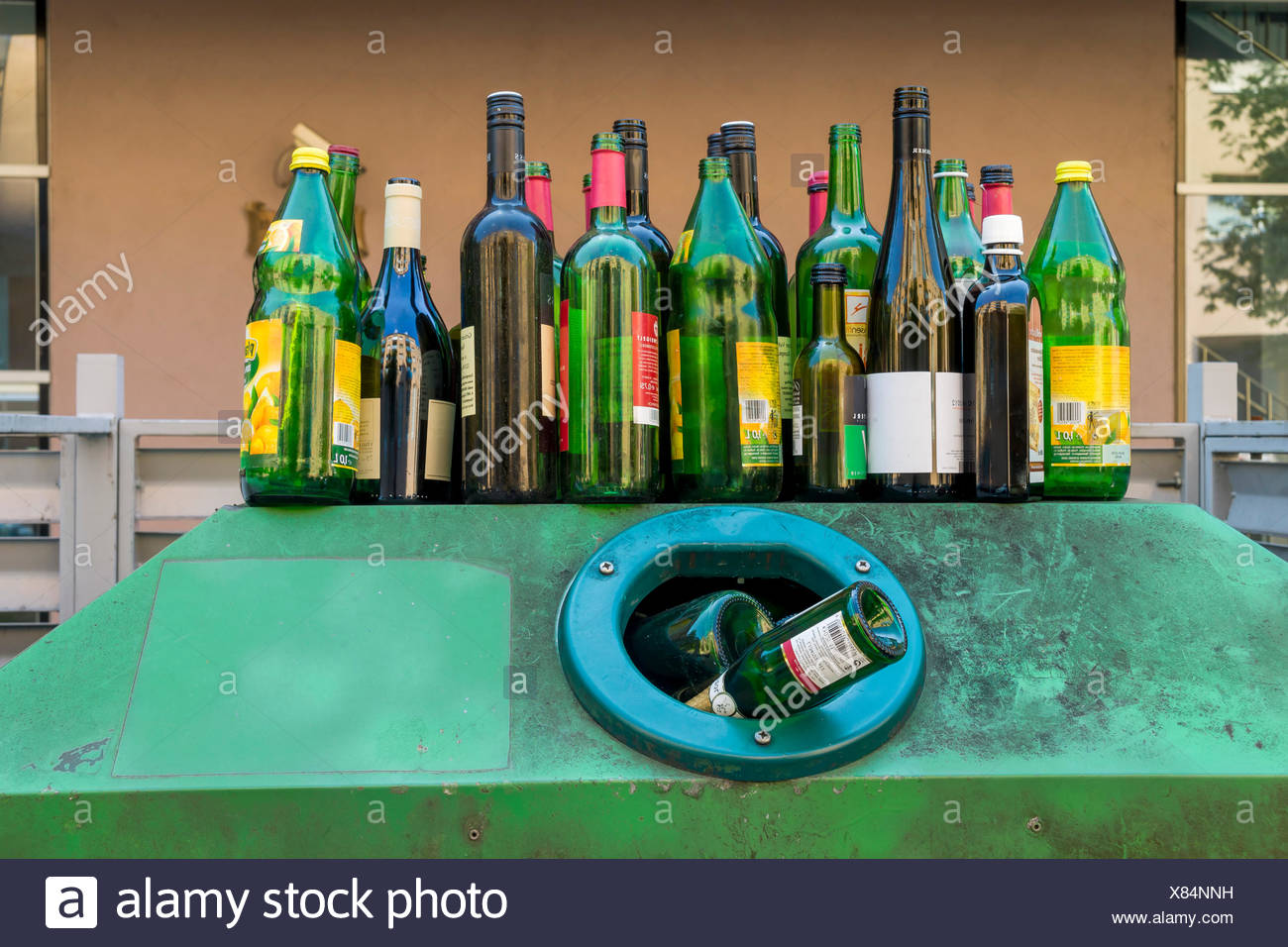 Full Bottle Bank With Glass Bottles High Resolution Stock Photography