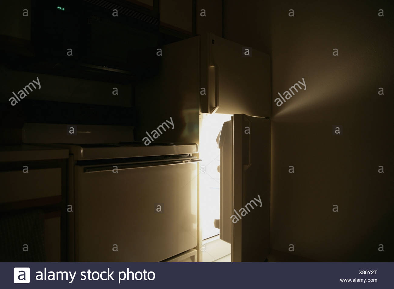 Refrigerator Door Open At Night Stock Photo 280436096 Alamy