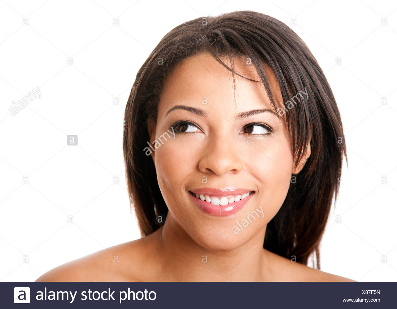Face Of A Beautiful Attractive Happy Young Woman With Short Hair