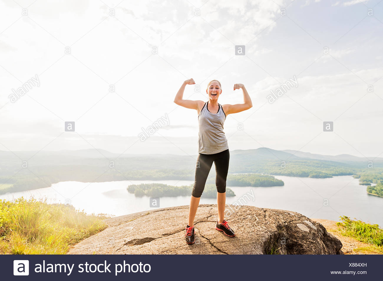 Young Woman On Top Of Mountain High Resolution Stock Photography and ...