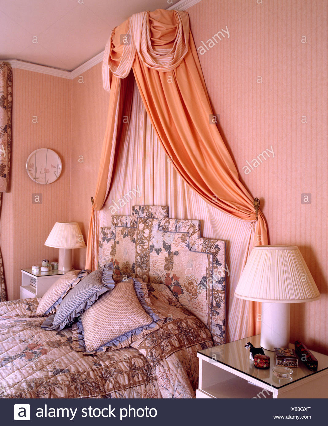 Coronet Curtains Behind Bed With Matching Upholstered Headboard Coronet Curtains Behind Bed With Matching Upholstered Headboard
