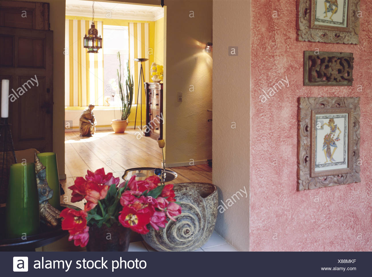 View Through To Living Room Large Window And Wooden Floor