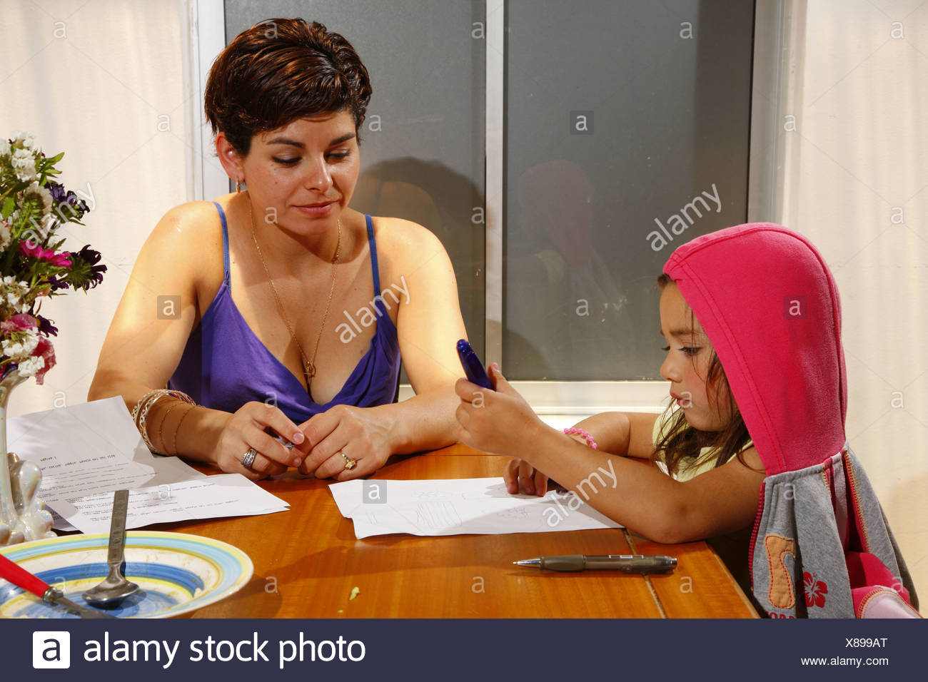 Single mother, women's refuge, Santiago de Chile, Chile, South America Stock Photo