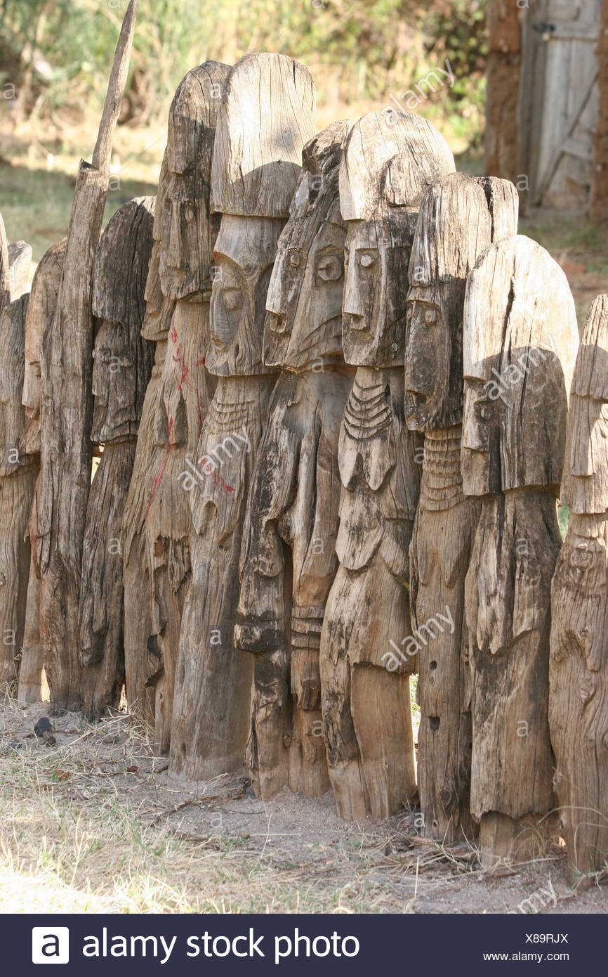 Africa Ethiopia Konso carved wooden grave marker Stock Photo Alamy