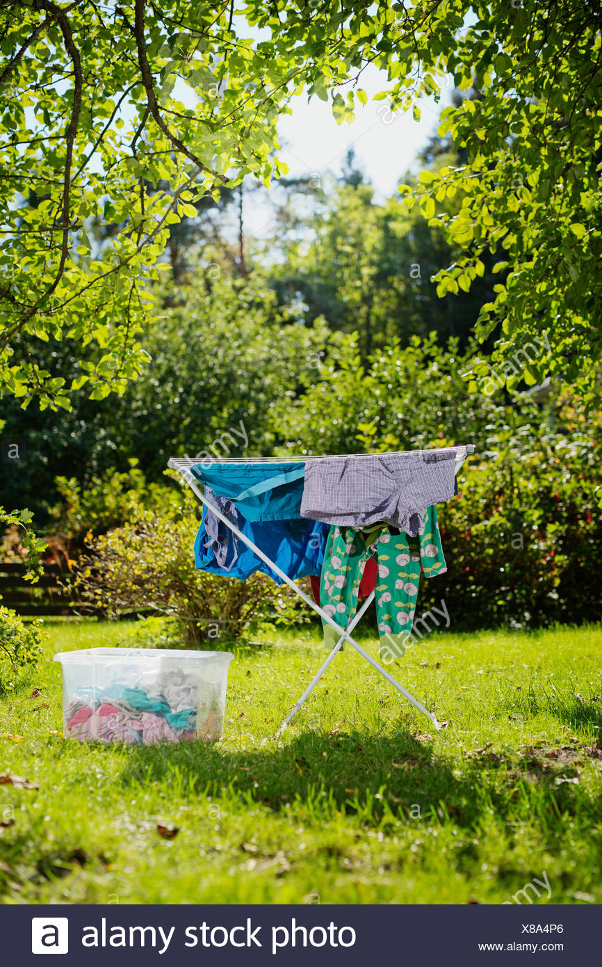 Finland Paijat Hame Heinola Clothes Hanging On Drying Rack Outside Stock Photo Alamy