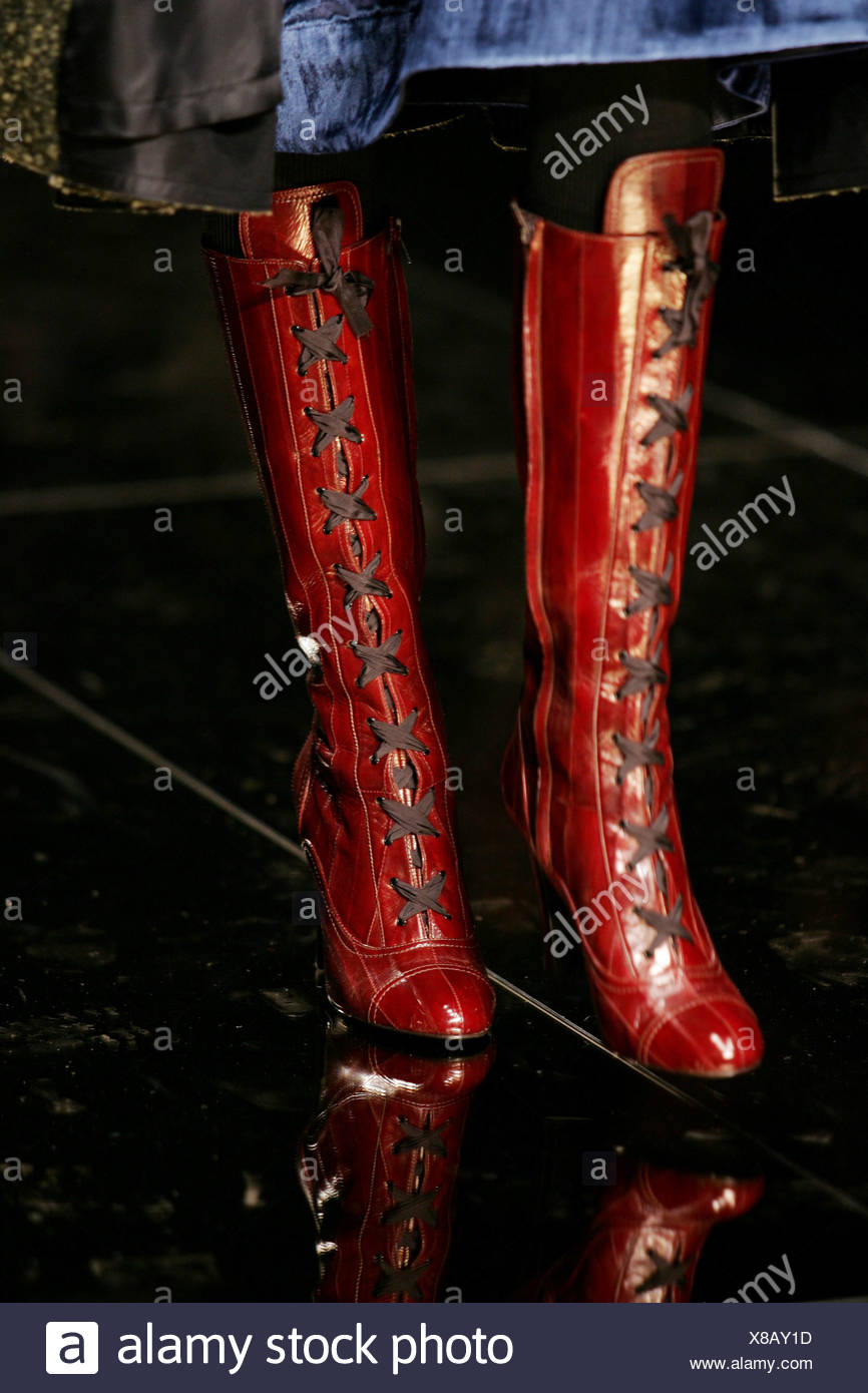 red lace up boots knee high