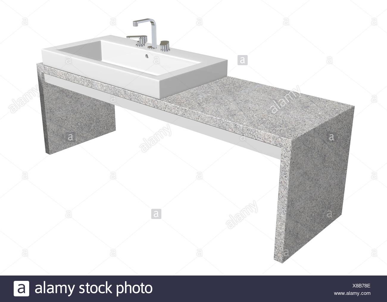 White Square Sink With Chrome Faucet