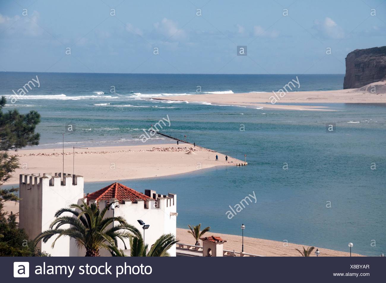 View For Obidos Lagoon And Atlantic Ocean Foz Do Arelho Leiria District Silver Coast Portugal Stock Photo Alamy
