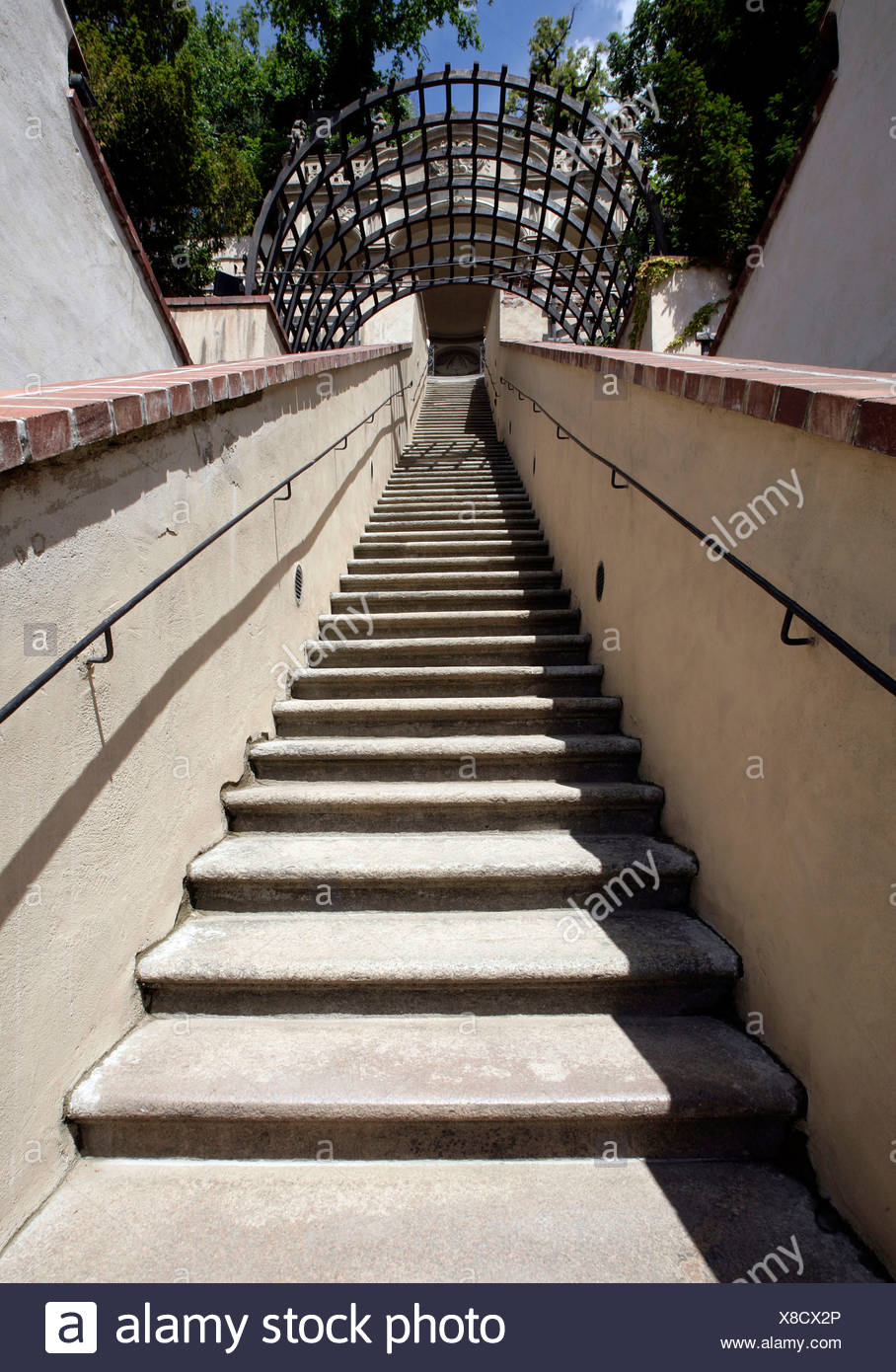 Staircase leading to the royal vineyards, Mala Strana Gardens, Prague, Czech Republic, Europe Stock Photo