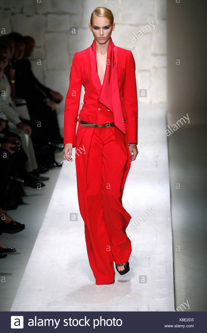 next red trouser suit