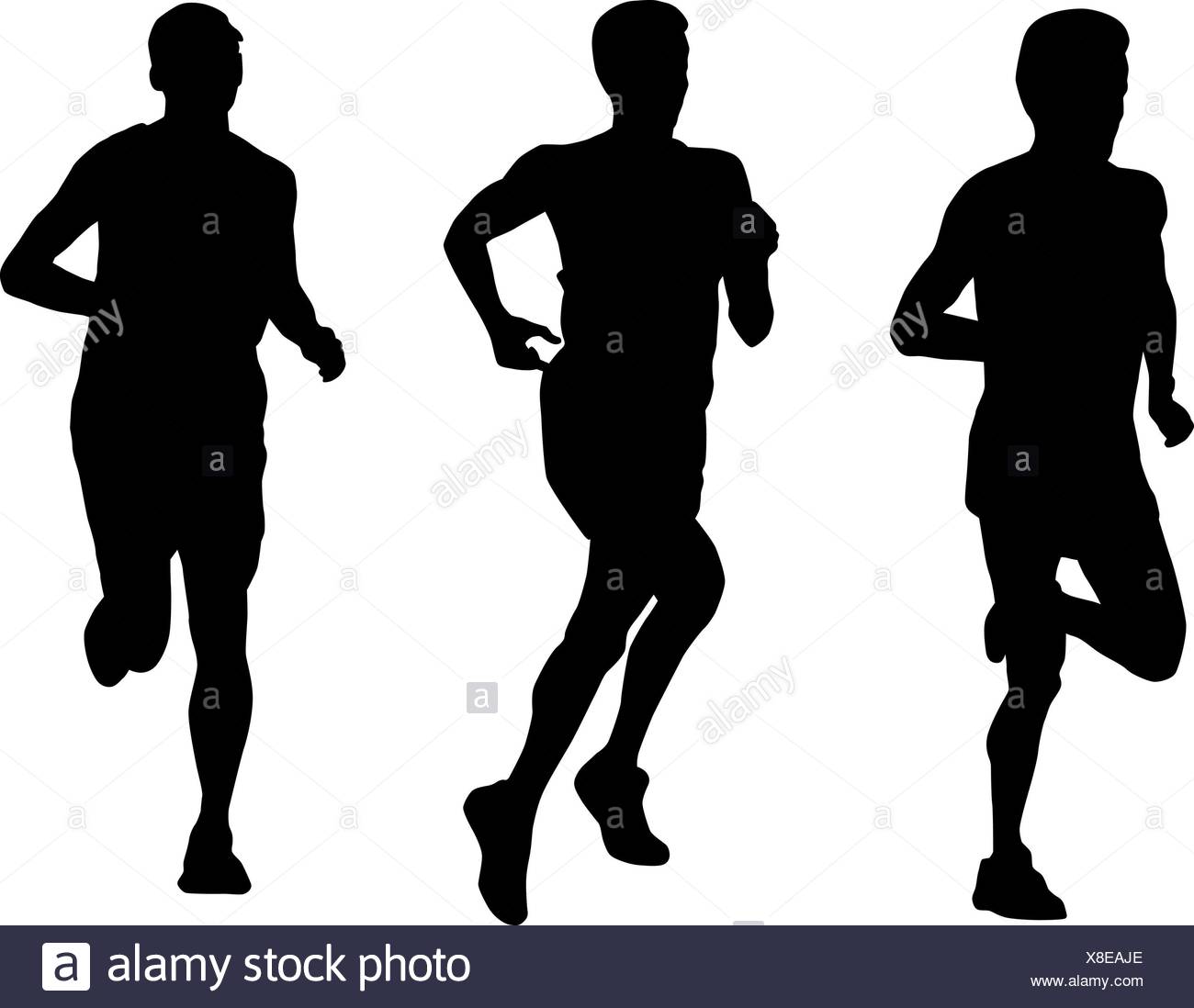 Marathon Runner Silhouette Male Black and White Stock Photos & Images ...