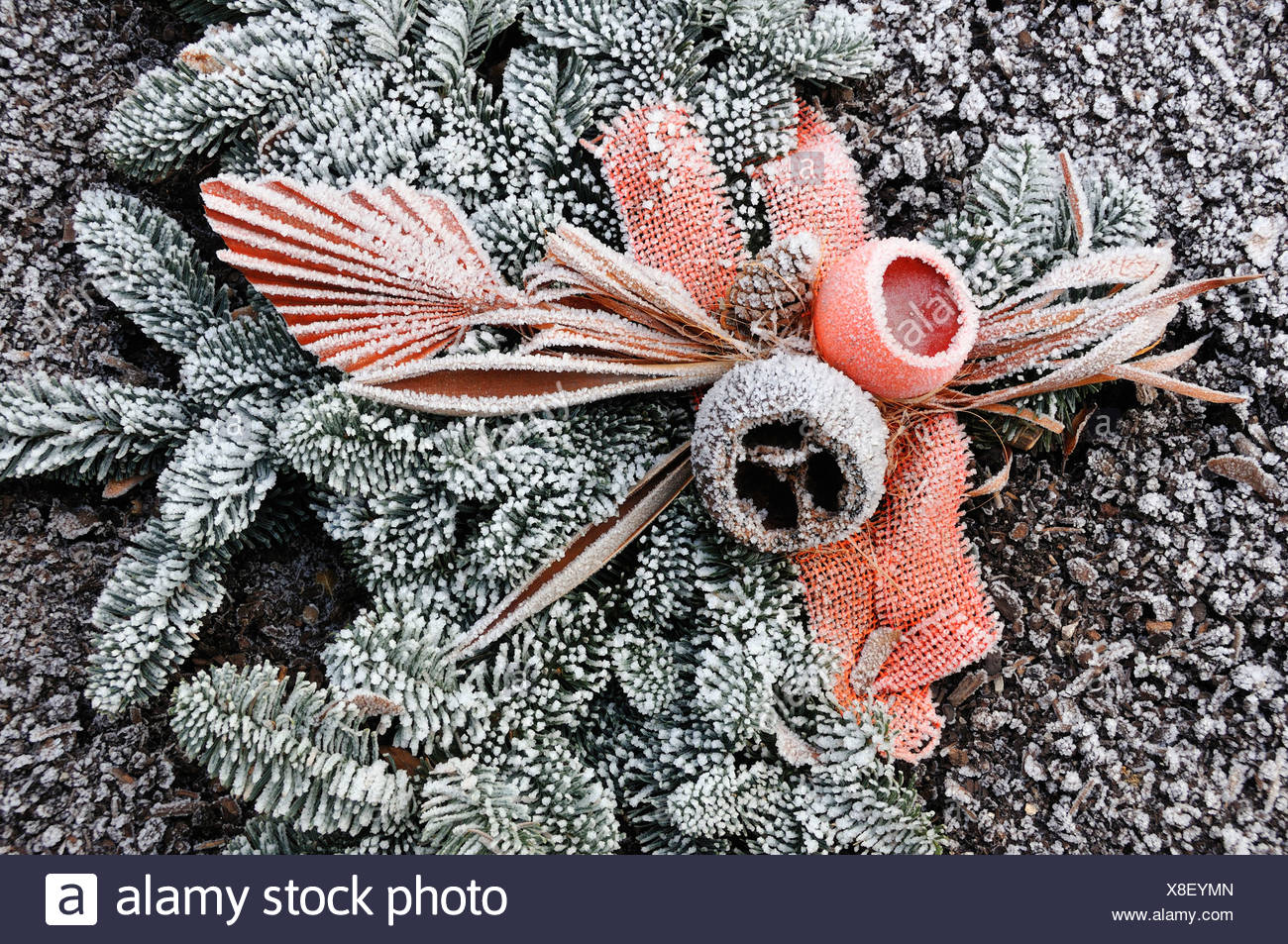 Grave Decorations In Winter With Frost Stock Photo 280612213 Alamy