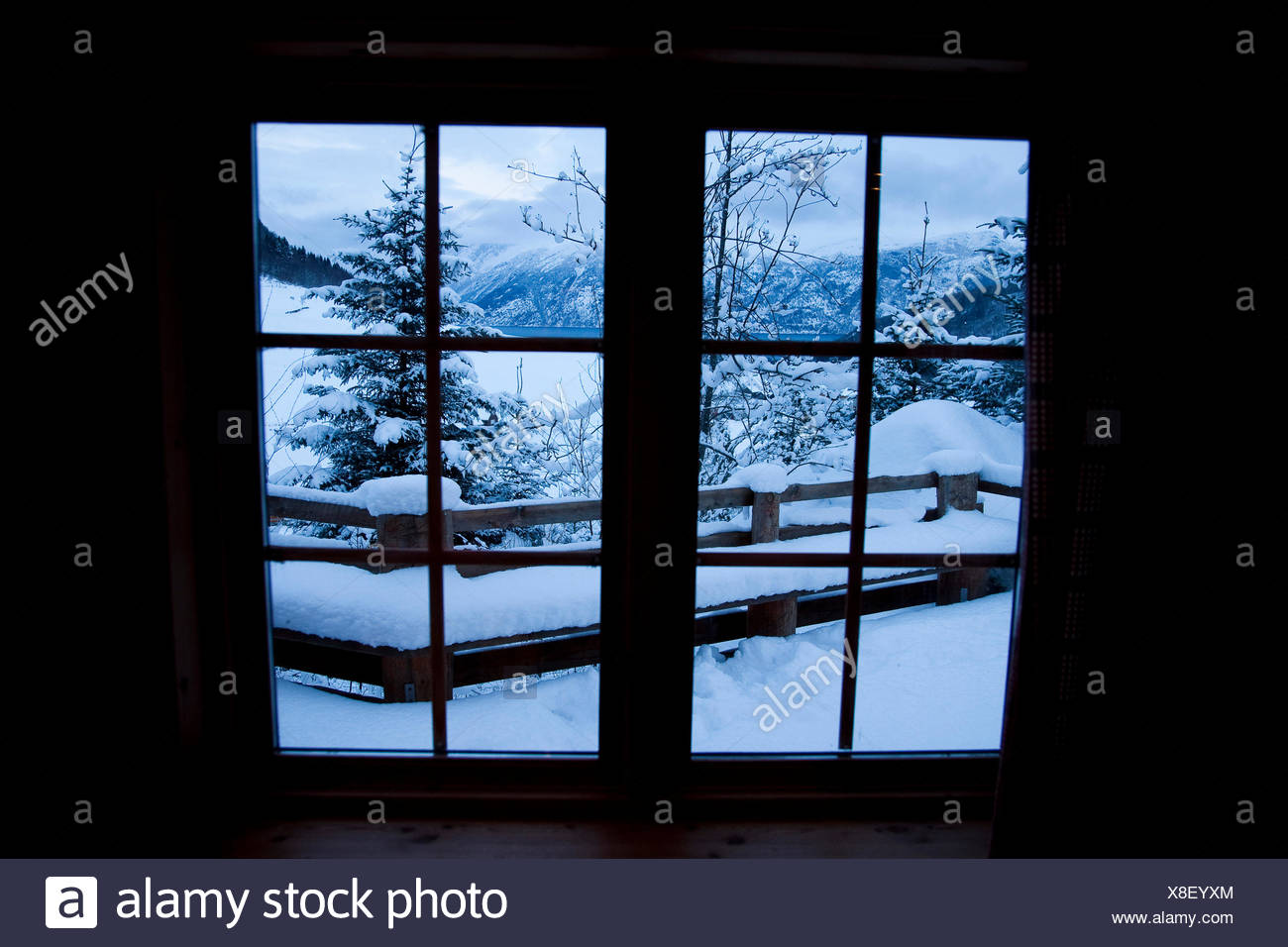 View Out Of The Window Of A Brekke Rental Cabin In Winter